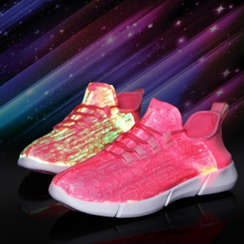 UncleJerry Size 25-47 New Summer Led Fiber Optic Shoes for girls boys men women USB Recharge glowing Sneakers Man light up shoes